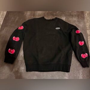 Black KIRSH Sweatshirt with Red cherries Embroidered sleeves